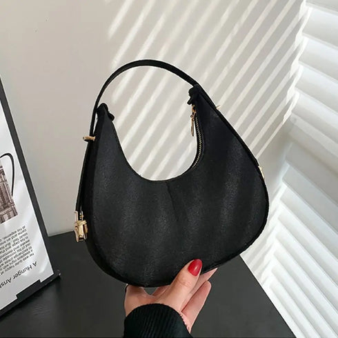 Women's Crocodile Grain Underarm Bags Felt Fashion Shoulder Bag Cute Simple Handbags Female Purses